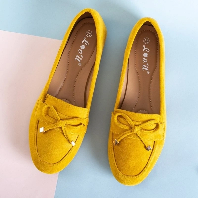 OUTLET Yellow women's moccasins with a bow Gasioa - Shoes