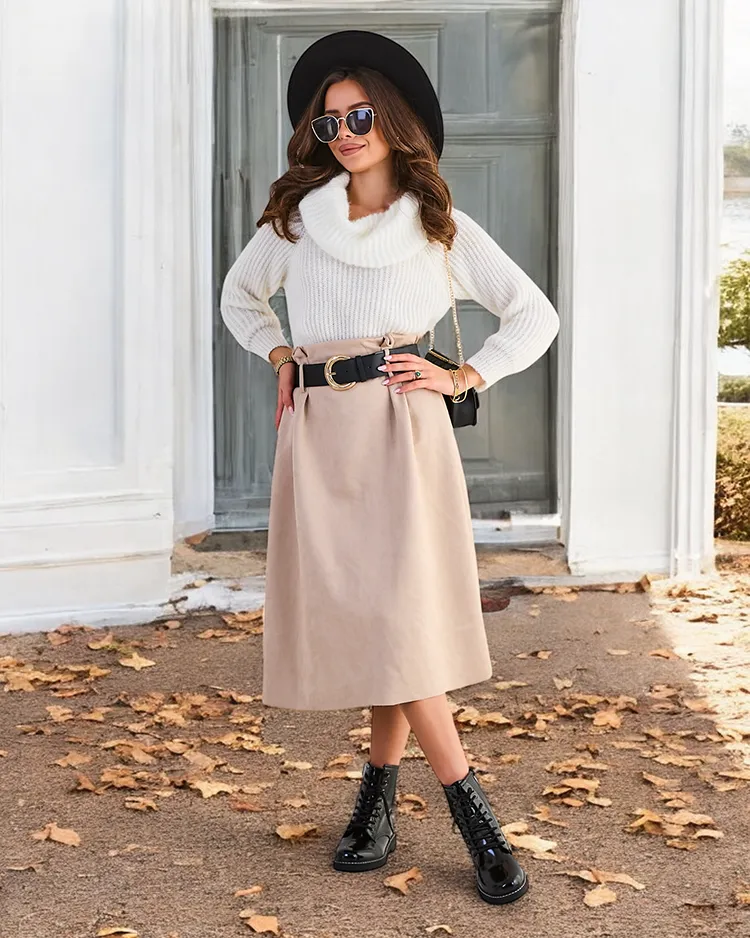 Royalfashion Women's midi skirt a' la suede