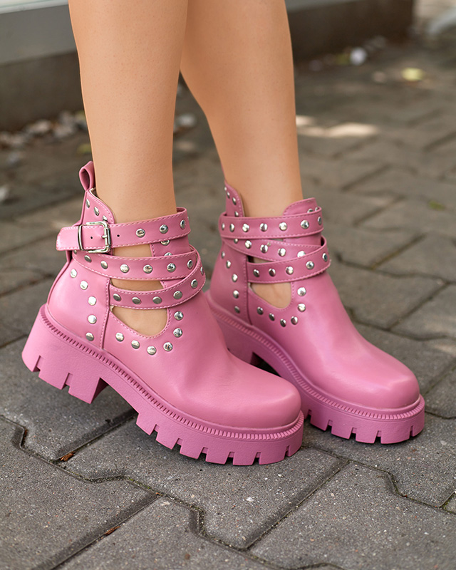 Pink women's boots with rhinestones Socogi - Footwear