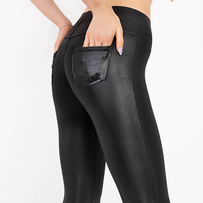 Women's black eco-leather treggings - Clothing