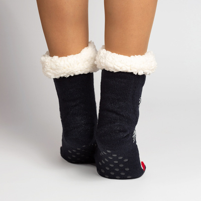 Women's navy blue thick Christmas socks - Underwear