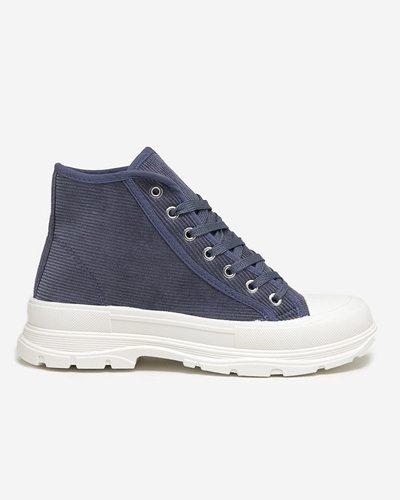 Blue women's high ribbed sneakers Somali - Footwear