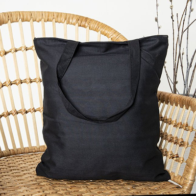 Black women's shoulder bag with imprint and inscriptions - Handbags