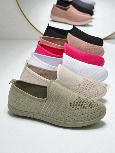 Damsik slip-ön mokasins Hypatia Verde de fabric su flatik tel