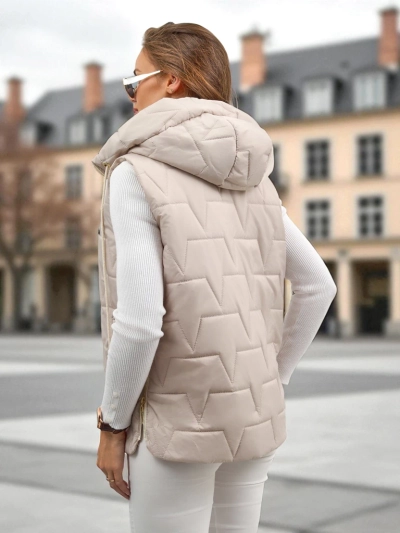 Quilted Women's Vest with Hood Ash Crown