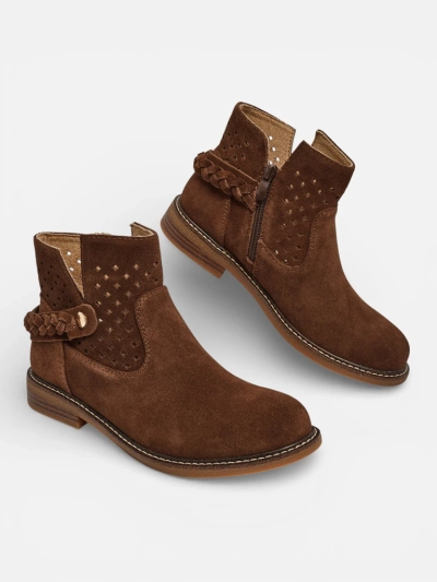 Lav: Ażurowe botki damskie ze skóry naturalnej Unimi