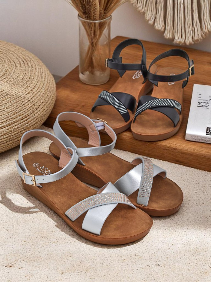 Royalfashion Sieviešu platformas kurpes ar rhinestones rotājumu Allona