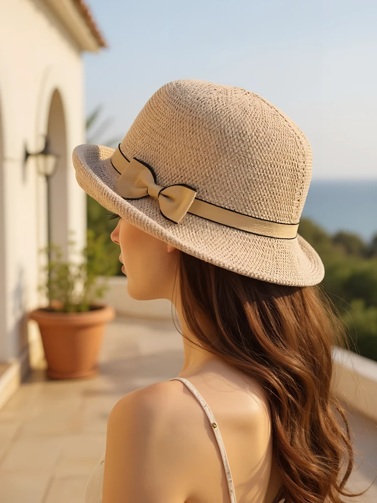 Royalfashion Women's hat decorated with a bow Summer Grace