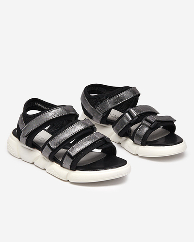 Meiteņu sandales aizdarāmas ar Velcro no grafīta Mumin - Apavi