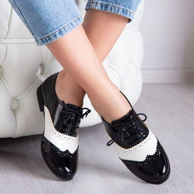 Black - white shoes in retro style Chaplin - Footwear 1