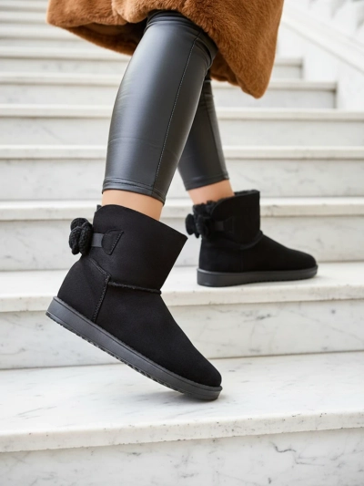 Women's Aurelia Black Flat Heel Boots