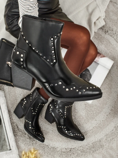 Kowbojki damskie na obcasie z dżetami Glaciere