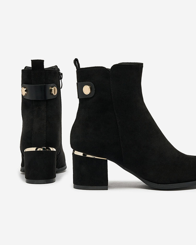 Royalfashion Women's low stiletto boots in black Dogdas