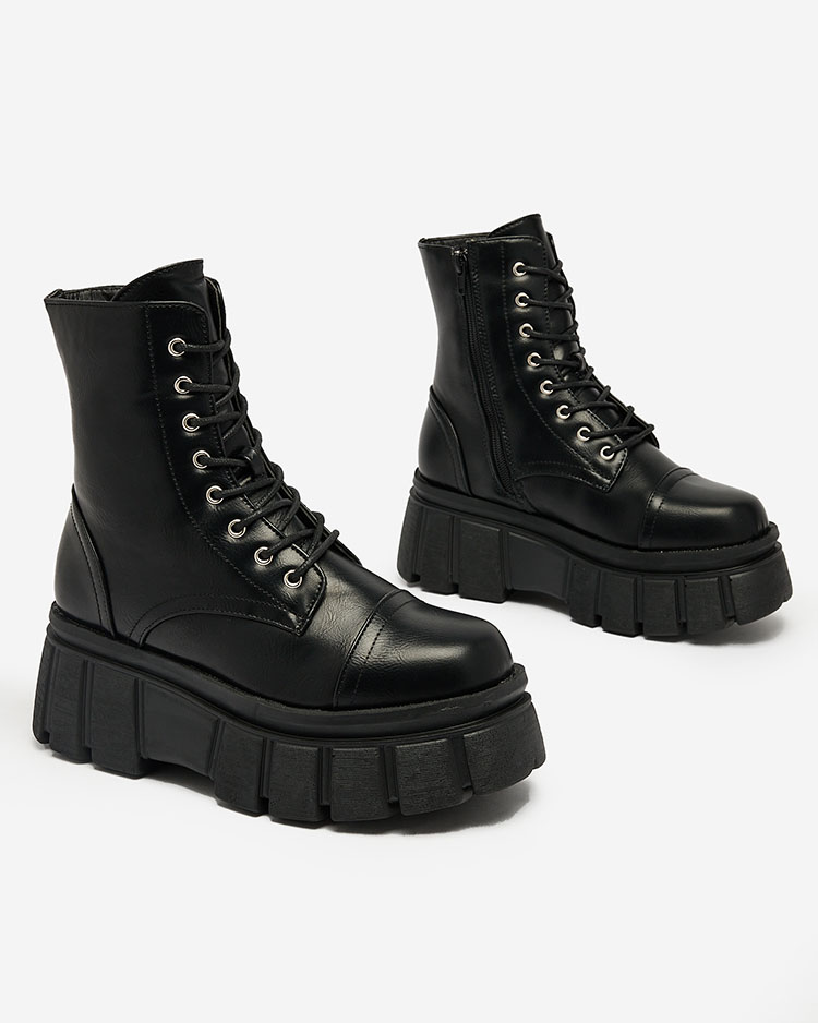 Royalfashion Women's black platform baggers boots Ceminas