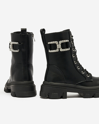 Royalfashion Women's lace-up boots in black Cefitity