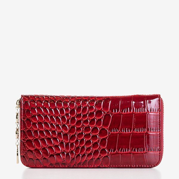 Большой женский кошелек бордового цвета a'la snakeskin - Кошелек