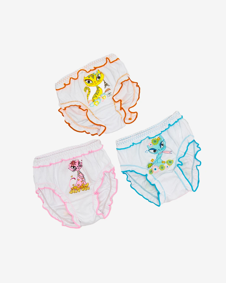 Royalfashion Set of girls panties type with colorful kitten print