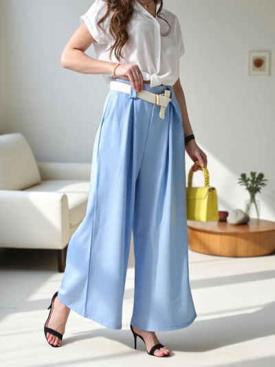 Royalfashion Wide women's trousers with a belt