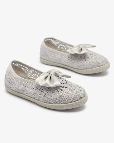 Girls' gray slip on sneakers with bow Sweet Time - Footwear