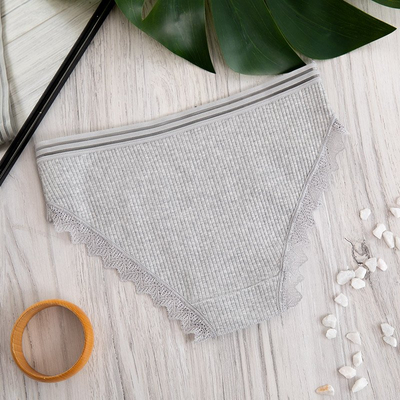 Grey women's panties with lace - Clothing