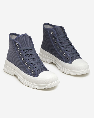 Blue women's high ribbed sneakers Somali - Footwear