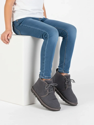 Luna Children's Boots Dove Gray Leather Comfortable for Winter