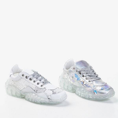 Women's white sports shoes with sequins Polja - Footwear