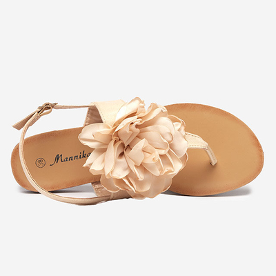 Beige women's sandals with a flower Nerikala - Footwear