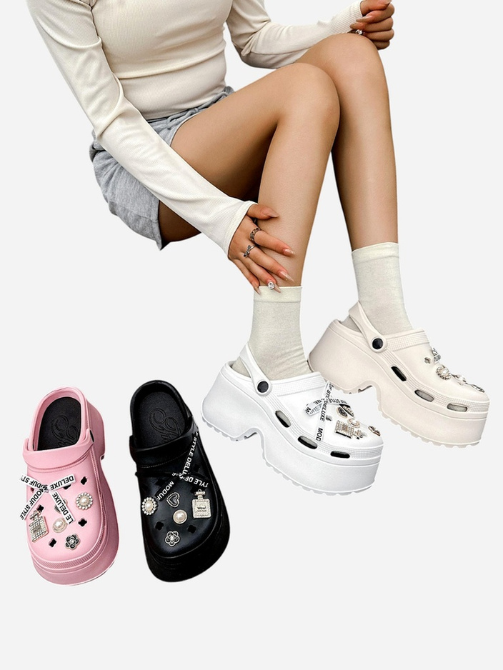 Royalfashion Sieviešu gumijas sandales ar dekoriem Dellos