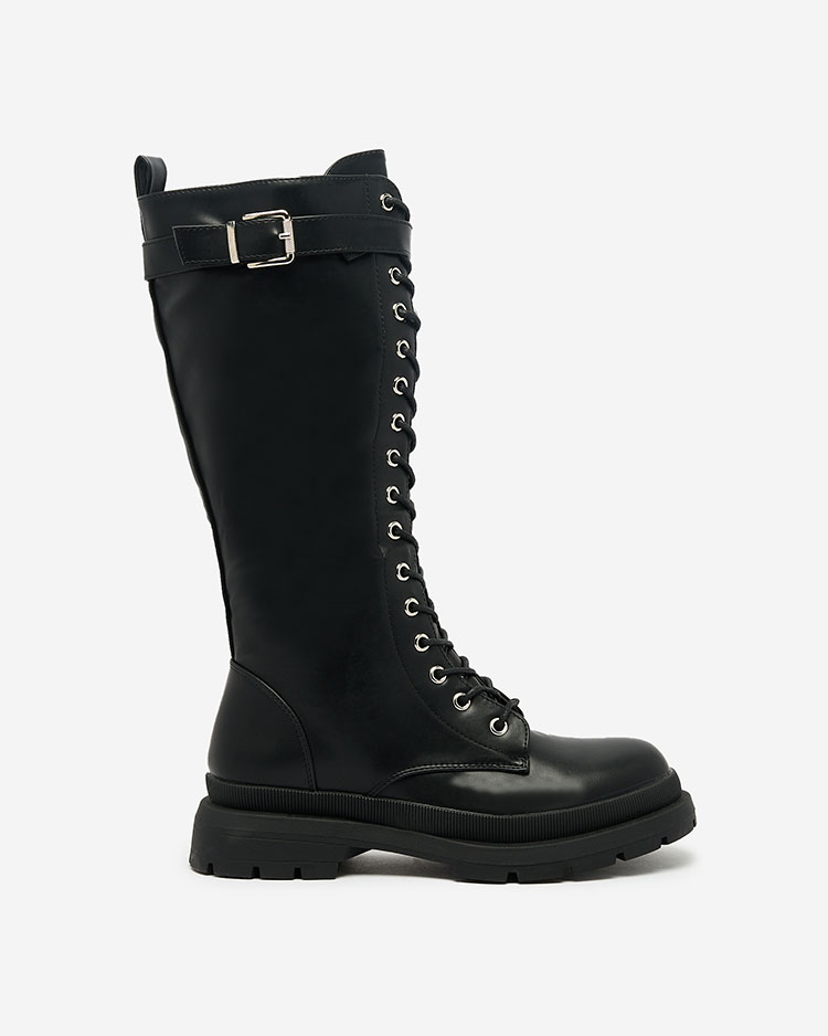 Royalfashion Black women's lace-up boots Apovido