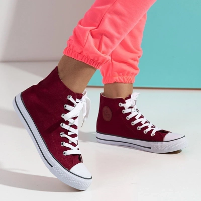 OUTLET Women's maroon high sneakers Skarllet - Footwear
