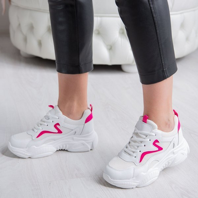 White daddy shoes with pink Mia insert - Footwear 1