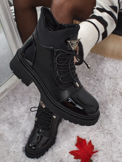 Eco-leather laced women's ankle boots Elisse