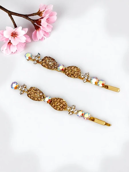 Royalfashion Hairpins with rhinestones and small bows Tiny Bows
