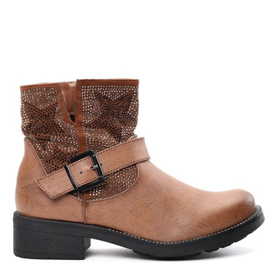 Brązowe workery z gwiazdkami Crystal Snow - Obuwie