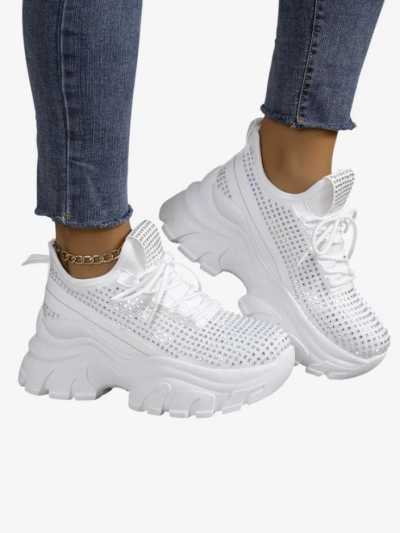 Royalfashion Women's sports sneakers with rhinestones Blysco
