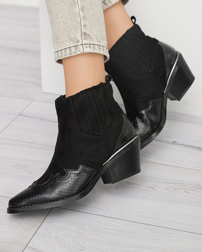 Black cowboy boots on a low post Zirras- Footwear