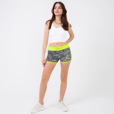 Neon yellow and black women's sports shorts - Clothing