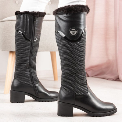 Black boots on a low post Meri - Footwear