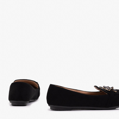 Women's Black Moccasins with Olly Decoration - Footwear