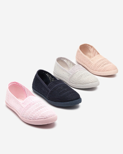 OUTLET Light pink children's slip on sneakers with an openwork Qey-Shoes upper