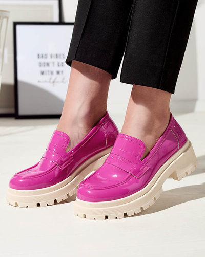 Fuchsia lacquered moccasins for women Noppel - Footwear