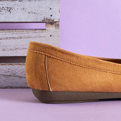 Light brown women's eco-suede moccasins Leontia - Footwear