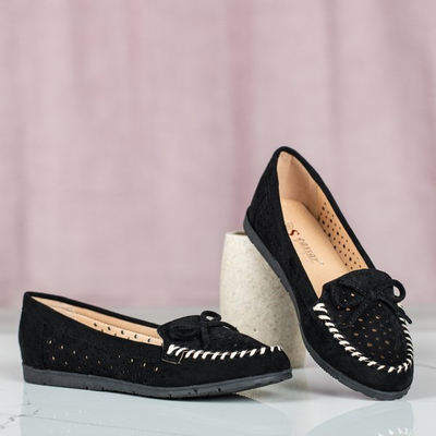 Black loafers with an openwork Wikiss upper - Footwear 1