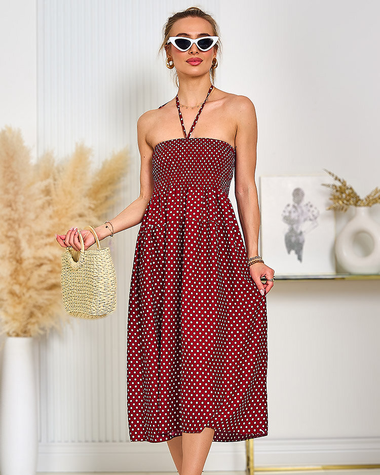 Royalfashion Sieviešu kleita ar punktiņiem līdz ceļgaliem