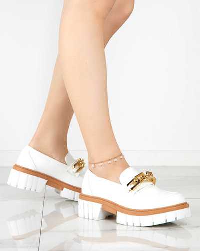 White women's shoes with a golden addition Plirose - Footwear