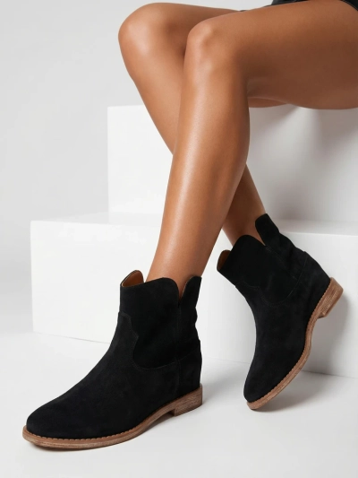 Royalfashion Cowboy-style boots on a covered wedge Blueston