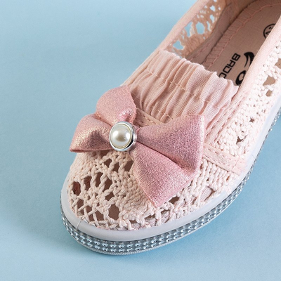 Children's pink lace slip on Ozana - Footwear