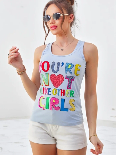 Royalfashion Sieviešu kokvilnas topiņš ar siksnām un drukām