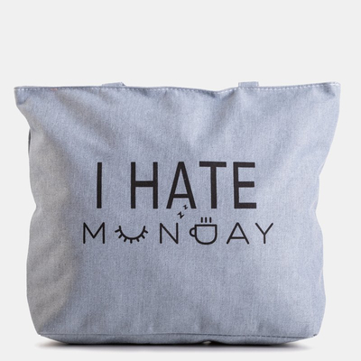 Серая сумка с надписью